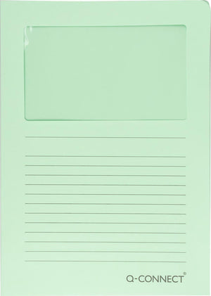 Q-connect l-map met venster | 120 g m² | a4 | pak van 100 stuks | lichtgroen