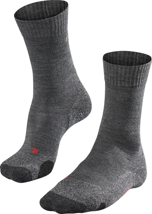 Falke tk2 anti-blaar dik wol functioneel materiaal wandelsokken dames grijs - maat 39-40