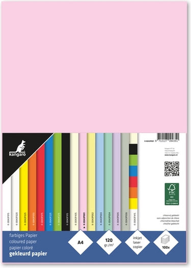 Kangaro papier - a4 - 120 gram fsc - pak 100 vel - pastel roze