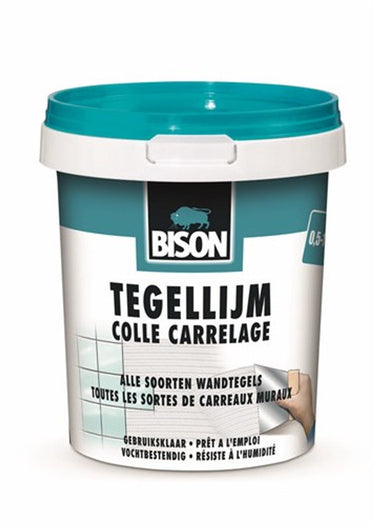 Bison tegellijm emmer 4 kg, voor alle soorten wandtegels, vochtbestendig, makkelijk verwerkbaar, oplosmiddelvrij