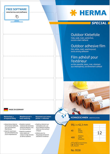Herma 9538 rechteck weiß 480stück(e) selbstklebendes etikett (9538)