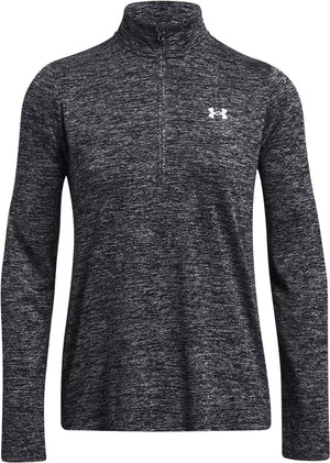 Under armour tech 1 2 zip- twist-blk dames sporttrui - zwart - wit