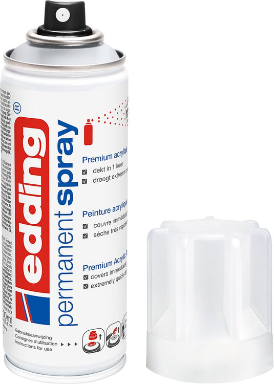 Edding 5200 spuitverf in spuitbus transparante lak - transparant zijdemat - 1 stuk - 200 ml verf - 0,5 t m 1 m2 oppervlak - acrylverf voor een zijdematte afwerking - voor het fixeren en beschermen van de laklaag