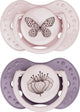 Difrax lovi fopspeen dynamisch - classy - 6 tot 18 maanden - roze paars - 2 stuks