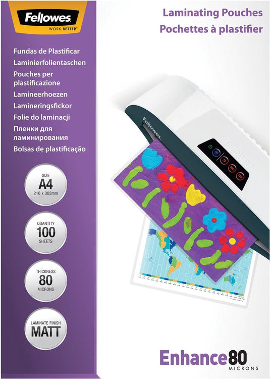 Fellowes lamineerhoezen enhance mat 80 micron a4 100 stuks