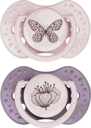 Difrax lovi fopspeen dynamisch - classy - 0 tot 6 maanden - roze paars - 2 stuks