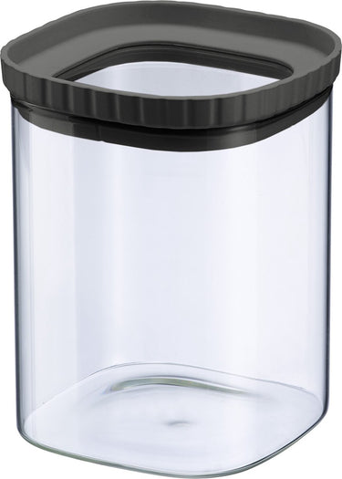 Westmark glazen pot met siliconen deksel – praktische bewaarpot met deksel, ideaal voor het bewaren van pasta, specerijen, thee, snoep en veel meer, vierkant, stapelbaar – 1.500 ml