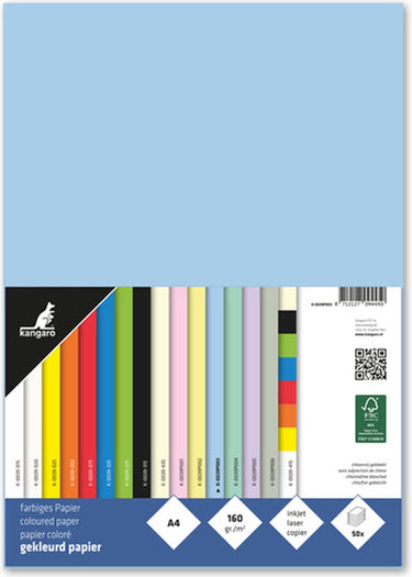 Kangaro papier - a4 - 160 gram fsc - pak 50 vel - pastel blauw