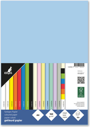 Kangaro papier - a4 - 160 gram fsc - pak 50 vel - pastel blauw