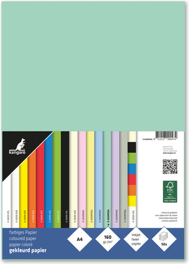 Kangaro papier - a4 - 160 gram fsc - pak 50 vel - pastel groen