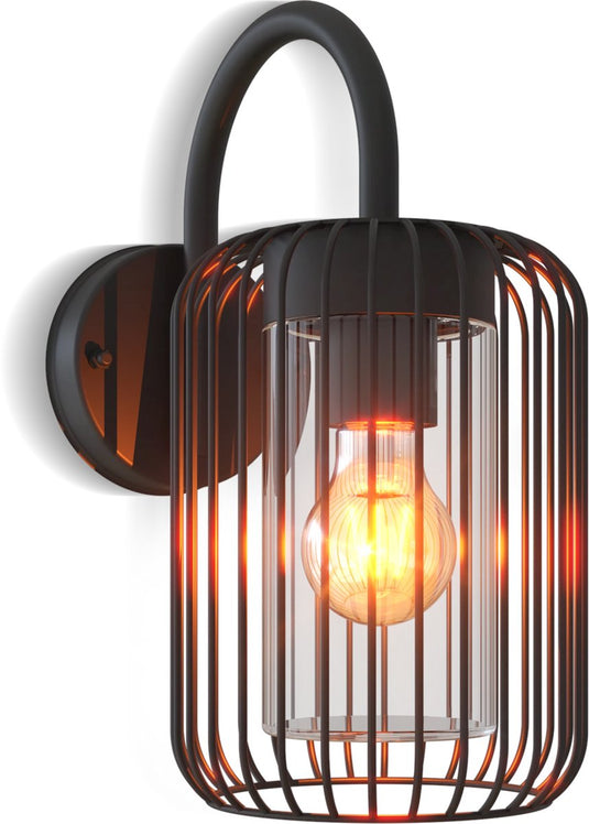 Calex led wandlamp rome - e27 – ip44 spatwaterdicht – zwart – aluminium – industrieel – modern