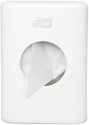 Tork 566000 dispenser damesverbandzakjes wit 36x140x100mm per stuk sanitary towel bag dispenser (566000)