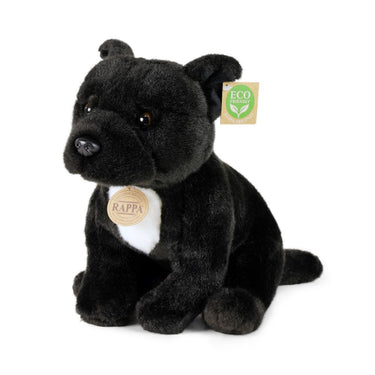 Rappa eco knuffel staffordshire bull terrier 30 cm - realistische knuffel van recyclede pet flessen - zwart
