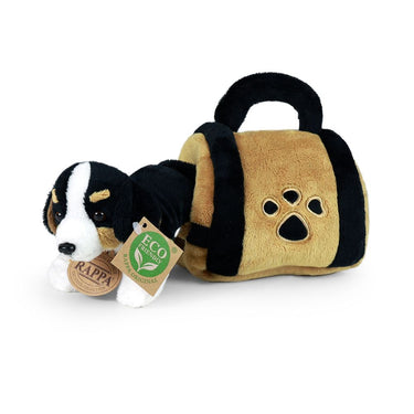 Pluche berner hond met krat 15 cm eco-vr