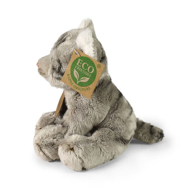 Pluche grijze kat 14 cm eco-friendly