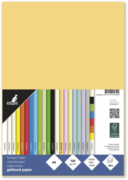 Kangaro papier - a4 - 120 grams - pak 100 vel - donkerchamois - k-0043f436