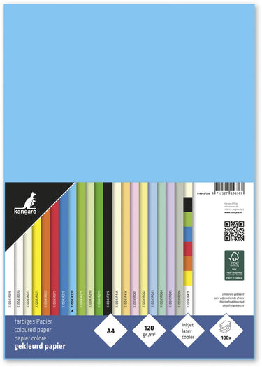 Kangaro papier - a4 - 120 grams - pak 100 vel - azuurblauw