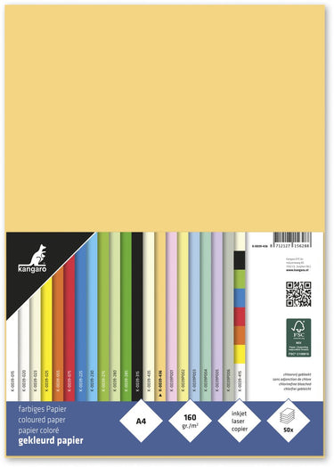 Kangaro papier - a4 - 160 gram fsc - pak 50 vel - donkerchamois