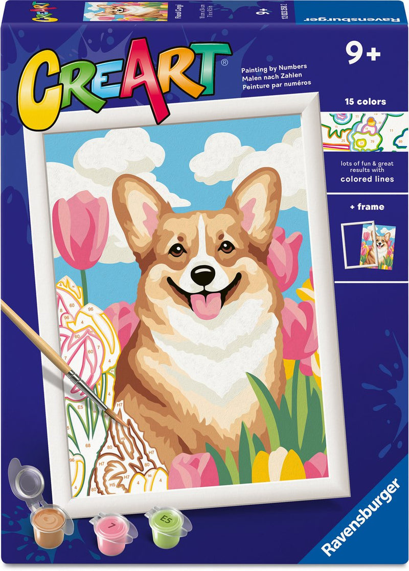Afbeelding laden in galerijviewer, Ravensburger – creart: floral corgi – schilderen op nummer
