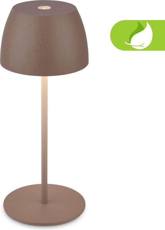 Briloner serina mini - snoerloze led tafellamp ip44 - 7503012 - dimbaar - touch - spatwaterdicht - snoerloos - verwisselbare batterij en lichtbron - ø8 x 20 cm - kap sand