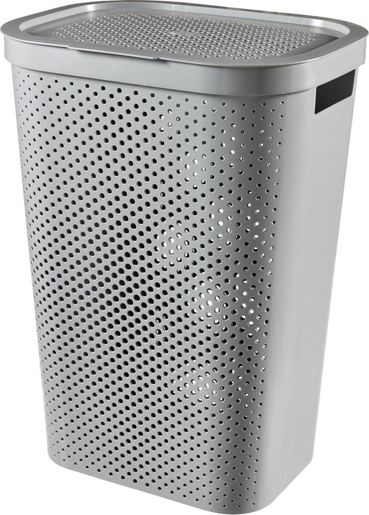 Curver infinity recycled dots wasmand met deksel - 60l - grijs