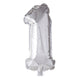 Globos folie ballon nummer '1' zilver 40cm