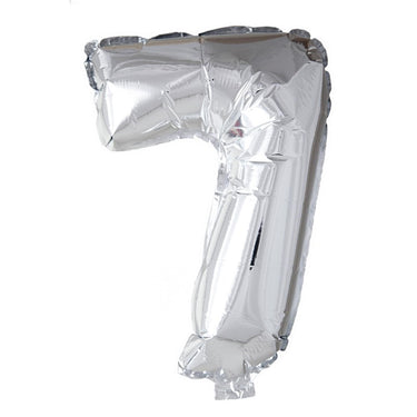 Globos cijfer ballon nummer '7' zilver folie 40cm geschikt voor helium