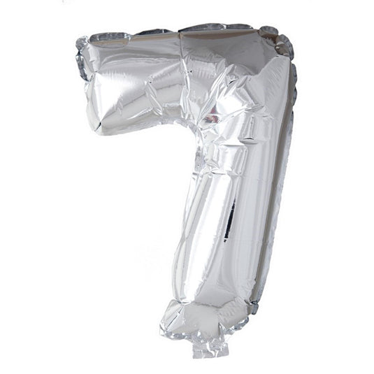 Globos folie ballon nummer '7' zilver 40cm