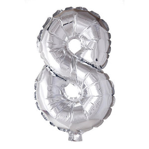 Globos cijfer ballon nummer '8' zilver folie 40cm geschikt voor helium