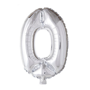 Globos cijfer ballon nummer '0' zilver folie 40cm geschikt voor helium