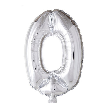 Globos cijfer ballon nummer '0' zilver folie 40cm geschikt voor helium
