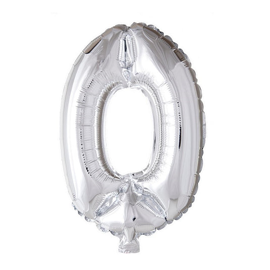 Globos folie ballon nummer '0' zilver 40cm
