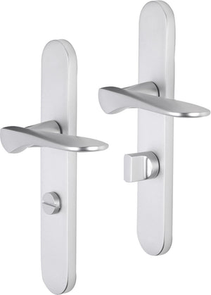 Impresso deurkruk - watford - voor binnen - ovaal deurschild met toiletsluiting - aluminium - 2 stuks