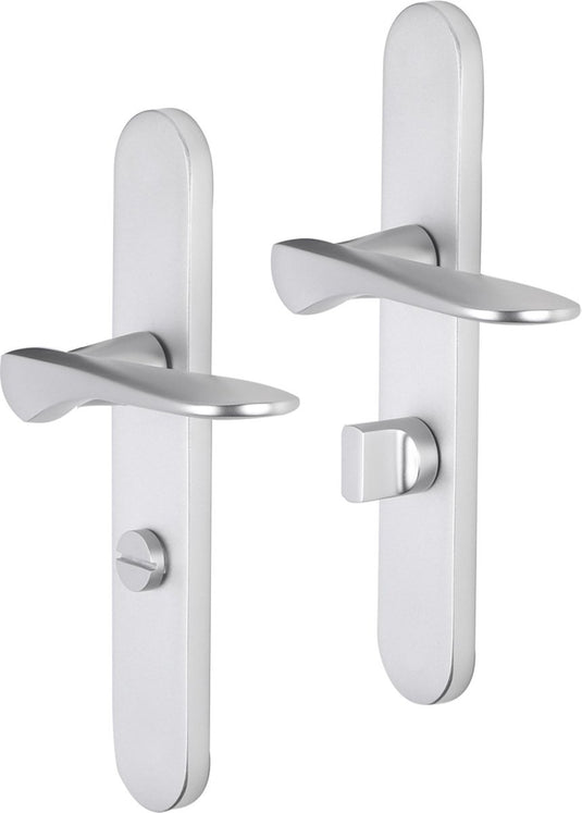 Impresso deurkruk - watford - voor binnen - ovaal deurschild met toiletsluiting - aluminium - 2 stuks