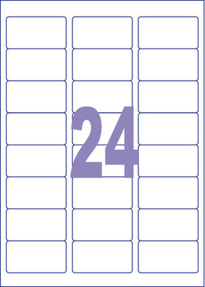 Kangaro etiketten - universeel - zelfklevend - inkjet laser kopieer - 63,5x33,9mm - doos a 25 vel - 24 stickers per vel