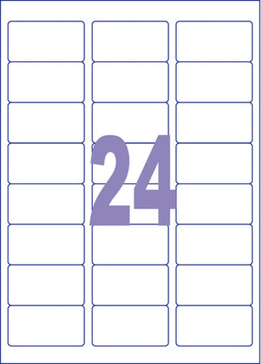 Kangaro etiketten - universeel - zelfklevend - inkjet laser kopieer - 63,5x33,9mm - doos a 25 vel - 24 stickers per vel