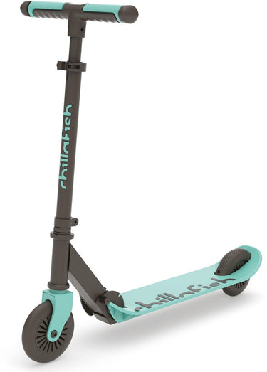Chillafish kinderstep jongen en meisje vanaf 5 jaar met voetrem - blauw groen - step met verstelbaar stuur - opvouwbaar en lichtgewicht met abec-5 wielen - model flexxi