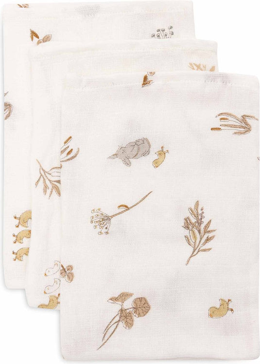 Jollein - baby hydrofiel washandje - katoen - 3 stuks - riverside - baby washand, hydrofiele washandjes -15x20cm
