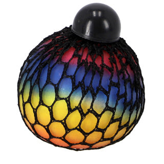 Fidget squeeze bal regenboog mesh 6 cm | 12 stuks