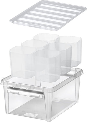 Smartstore - classic 15 opbergbox 14 liter met 6 vakverdelers - polypropyleen - transparant