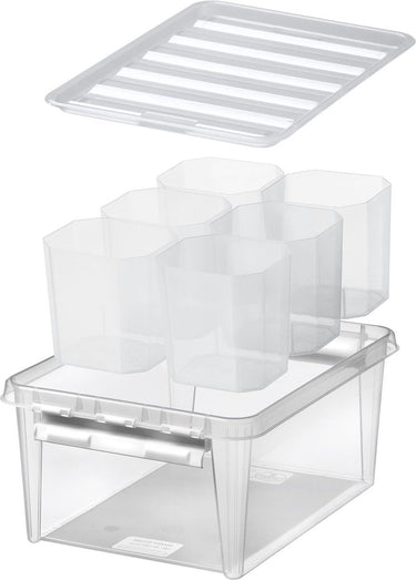Smartstore - classic 15 opbergbox 14 liter met 6 vakverdelers - polypropyleen - transparant