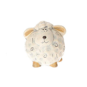 Hbx natural living deco schaap bolli 8,5x8,5xh9,5cm wit keramiek