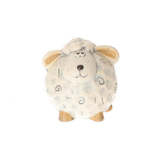 Hbx natural living deco schaap bolli 8,5x8,5xh9,5cm wit keramiek