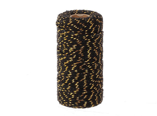 Hbx natural living touw katoen op klos 100m x 0,2cm zwart goud