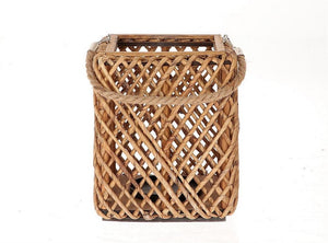 Hbx natural living hbx living lantaarn sentio met glas van gras 20x20x25cm bruin
