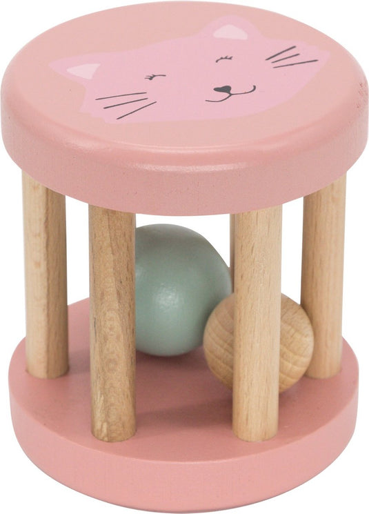 Trixie houten rollende rammelaar - mrs. cat - eerste speelgoed baby - kraamcadeau - voor jongens meisjes