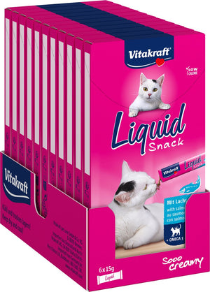 Vitakraft liquid snack zalm - 11x6 stuks (66 stuks) - 66x15 gram