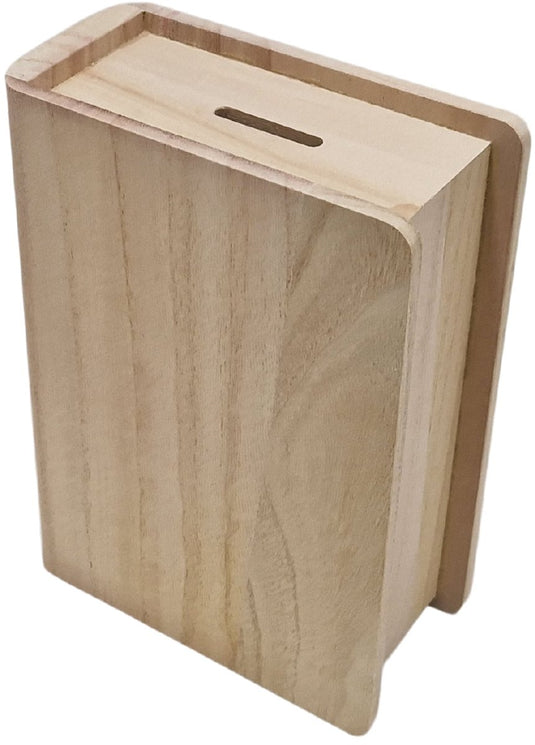 Playwood houten spaarpot boekvorm paulownia