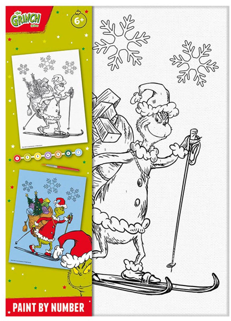 Chargez l'image dans la visionneuse de la galerie, Totum the grinch - canvas schilderen op nummer the grinch - a4 formaat schilderijtje maken - knutselset jongens en meisjes vanaf 6 jaar incl. versftrip en penseeltje - cadeau tip
