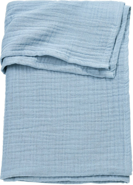 Meyco baby uni ledikant laken - pre-washed hydrofiel - jeans blue - 100x150cm - 0.3 tog